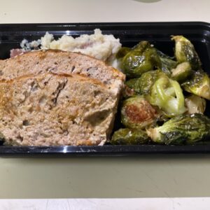 Turkey Meatloaf, Mashed red potatoes & garlic Parmesan brussell sprouts